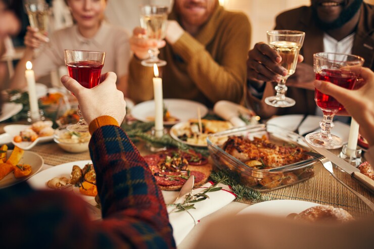 Holiday family - toast at dinner party